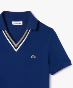 Lacoste Dresses & Skirts-Slim Fit V Neck Stretch Pique Polo Dress