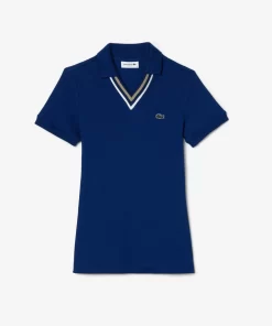 Lacoste Polo Shirts-Slim Fit V Neck Stretch Pique Polo Shirt