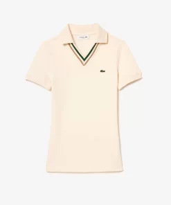 Lacoste Polo Shirts-Slim Fit V Neck Stretch Pique Polo Shirt