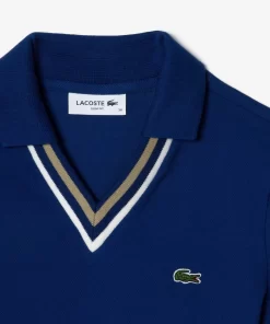 Lacoste Polo Shirts-Slim Fit V Neck Stretch Pique Polo Shirt