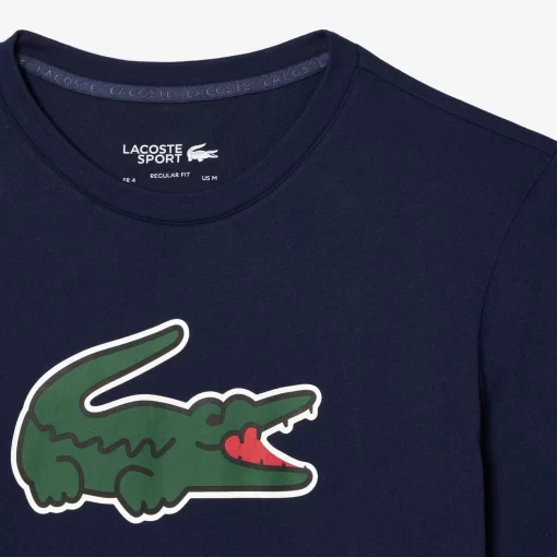 Lacoste Fitness & Training-Sport Ultra-Dry Croc Print T-Shirt