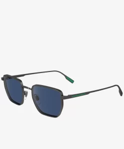 Lacoste Sunglasses-Squared Metal Retro Sunglasses