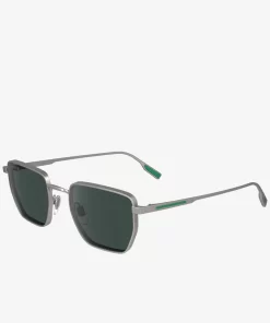 Lacoste Sunglasses-Squared Metal Retro Sunglasses