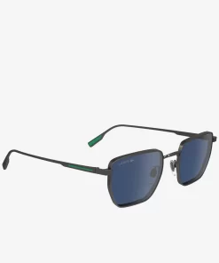 Lacoste Sunglasses-Squared Metal Retro Sunglasses