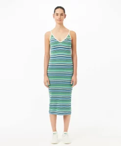 Lacoste Dresses & Skirts-Strappy Striped Cotton Maxi Dress