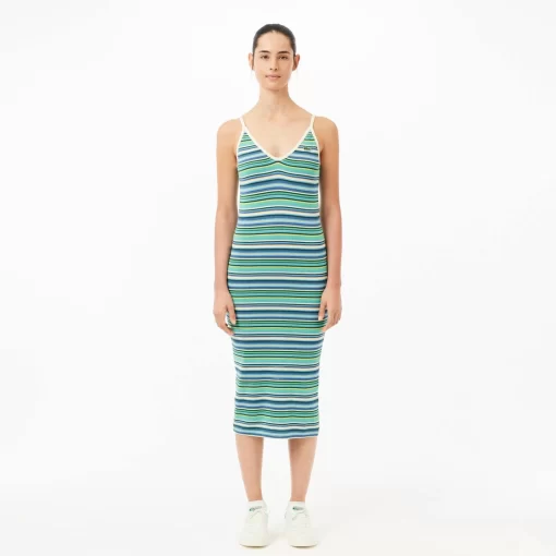 Lacoste Dresses & Skirts-Strappy Striped Cotton Maxi Dress