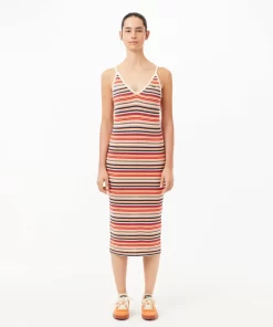 Lacoste Dresses & Skirts-Strappy Striped Cotton Maxi Dress