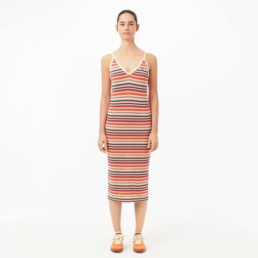 Lacoste Dresses & Skirts-Strappy Striped Cotton Maxi Dress