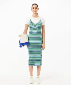 Lacoste Dresses & Skirts-Strappy Striped Cotton Maxi Dress