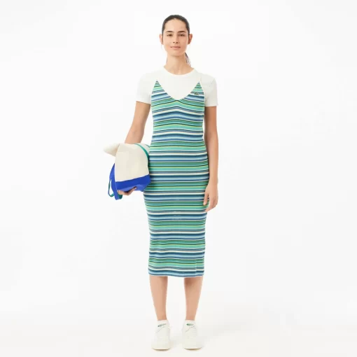 Lacoste Dresses & Skirts-Strappy Striped Cotton Maxi Dress