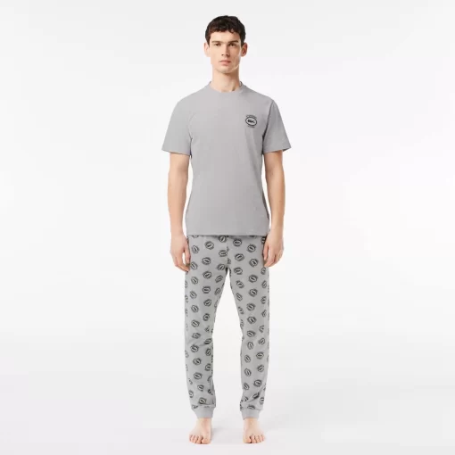 Lacoste Underwear & Lounge Wear-Stretch Jersey Pajama Set