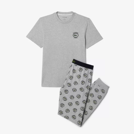 Lacoste Underwear & Lounge Wear-Stretch Jersey Pajama Set