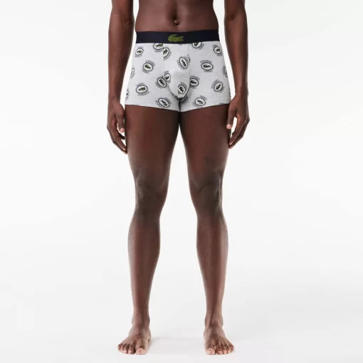 Lacoste Underwear & Lounge Wear-Stretch Jersey Print Trunks