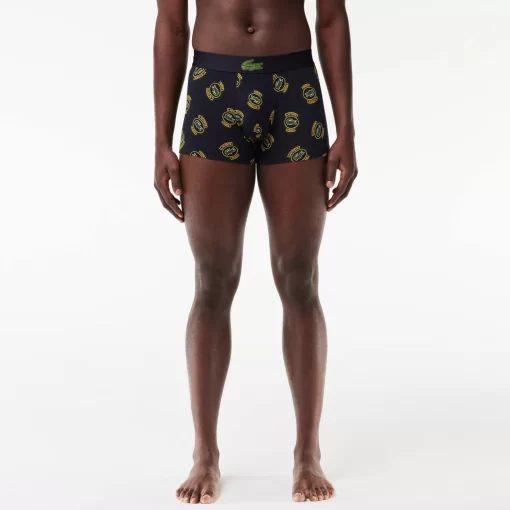 Lacoste Underwear & Lounge Wear-Stretch Jersey Print Trunks