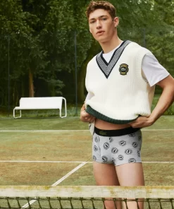 Lacoste Underwear & Lounge Wear-Stretch Jersey Print Trunks