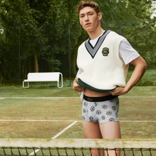 Lacoste Underwear & Lounge Wear-Stretch Jersey Print Trunks