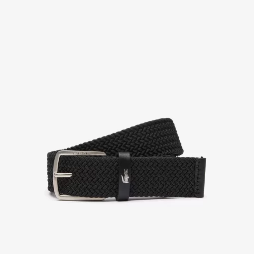 Lacoste Belts-Stretch Knit Crocodile Belt