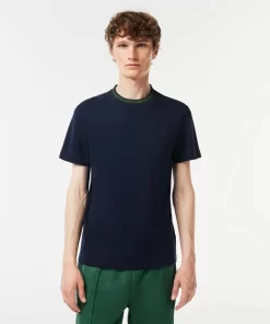 Lacoste T-Shirts-Stripe Collar Stretch Pique T-Shirt