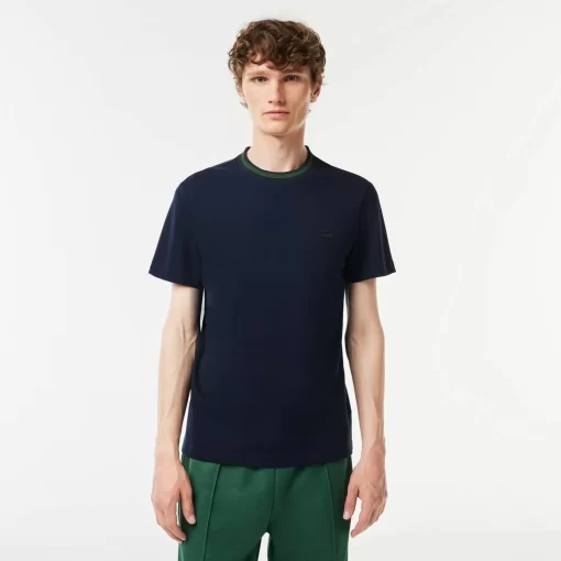 Lacoste T-Shirts-Stripe Collar Stretch Pique T-Shirt