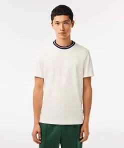 Lacoste T-Shirts-Stripe Collar Stretch Pique T-Shirt