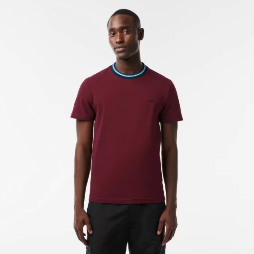 Lacoste T-Shirts-Stripe Collar Stretch Pique T-Shirt