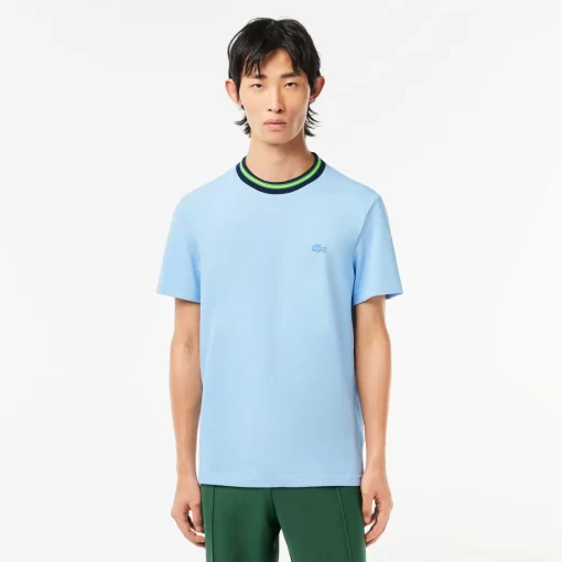 Lacoste T-Shirts-Stripe Collar Stretch Pique T-Shirt