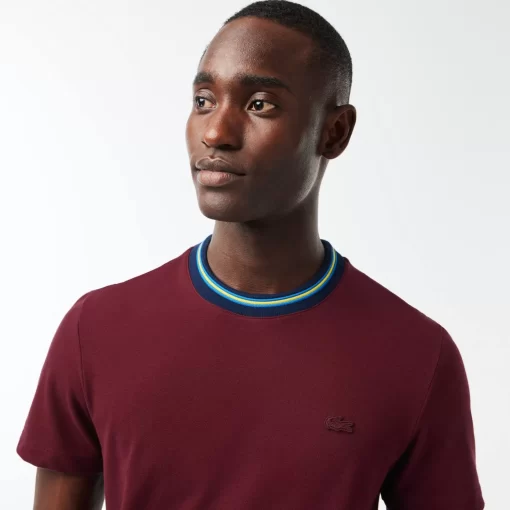 Lacoste T-Shirts-Stripe Collar Stretch Pique T-Shirt