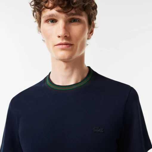 Lacoste T-Shirts-Stripe Collar Stretch Pique T-Shirt