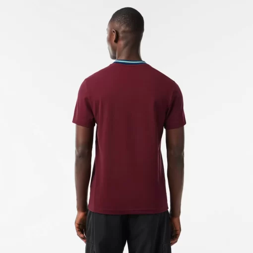 Lacoste T-Shirts-Stripe Collar Stretch Pique T-Shirt