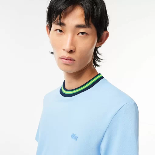 Lacoste T-Shirts-Stripe Collar Stretch Pique T-Shirt