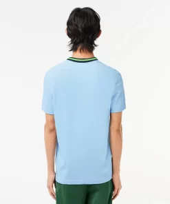 Lacoste T-Shirts-Stripe Collar Stretch Pique T-Shirt