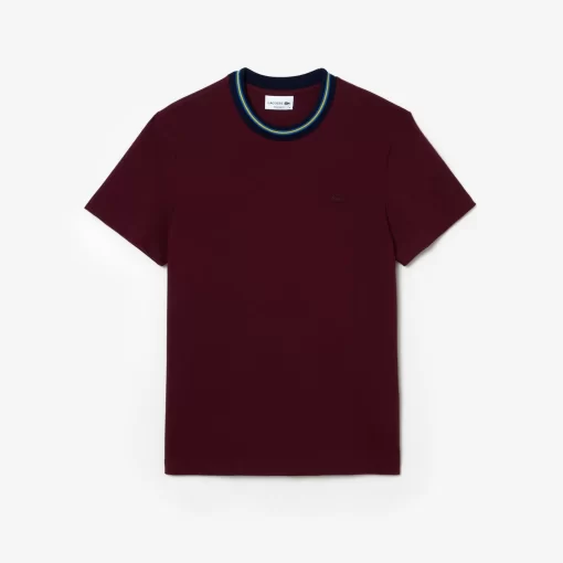 Lacoste T-Shirts-Stripe Collar Stretch Pique T-Shirt