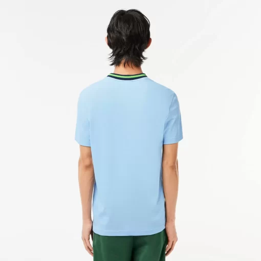 Lacoste T-Shirts-Stripe Collar Stretch Pique T-Shirt