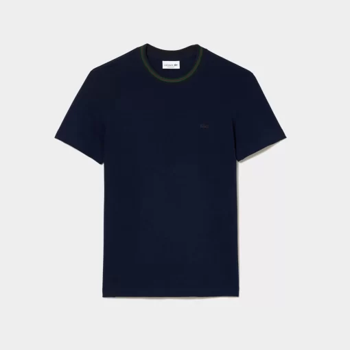 Lacoste T-Shirts-Stripe Collar Stretch Pique T-Shirt