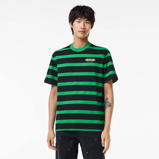 Lacoste T-Shirts-Striped 3D Print Cotton T-Shirt