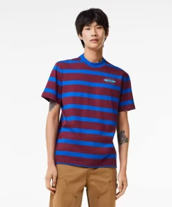 Lacoste T-Shirts-Striped 3D Print Cotton T-Shirt