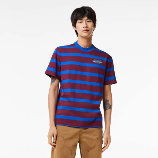 Lacoste T-Shirts-Striped 3D Print Cotton T-Shirt