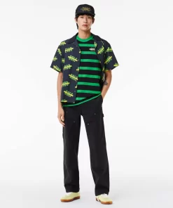 Lacoste T-Shirts-Striped 3D Print Cotton T-Shirt