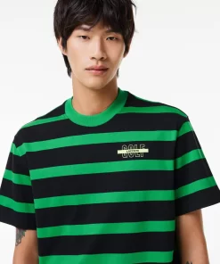 Lacoste T-Shirts-Striped 3D Print Cotton T-Shirt