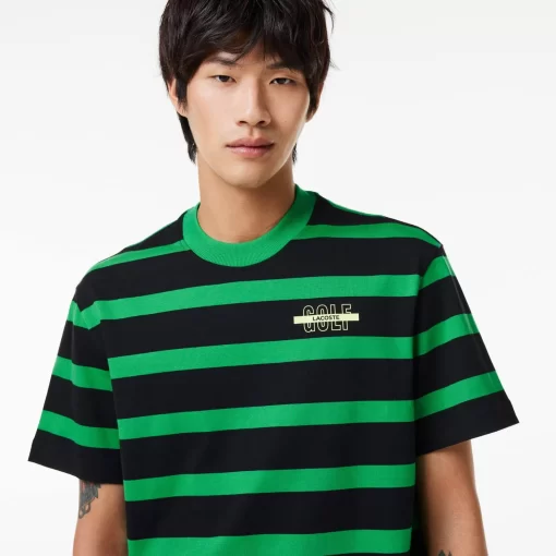 Lacoste T-Shirts-Striped 3D Print Cotton T-Shirt