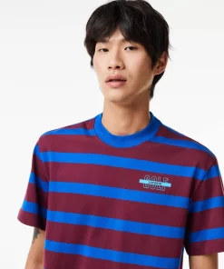 Lacoste T-Shirts-Striped 3D Print Cotton T-Shirt