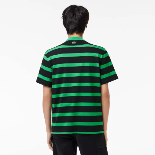 Lacoste T-Shirts-Striped 3D Print Cotton T-Shirt