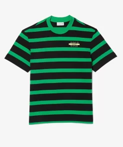 Lacoste T-Shirts-Striped 3D Print Cotton T-Shirt