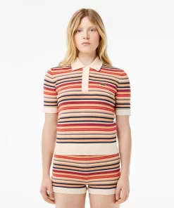 Lacoste Knitwear-Striped Cotton Jacquard Polo Shirt