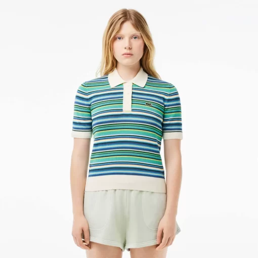 Lacoste Knitwear-Striped Cotton Jacquard Polo Shirt