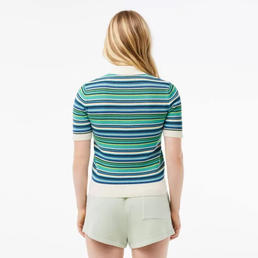 Lacoste Knitwear-Striped Cotton Jacquard Polo Shirt