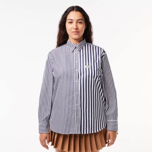 Lacoste Shirts & Tops-Striped Cotton Poplin Shirt