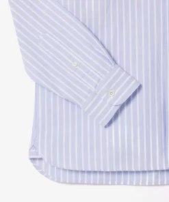 Lacoste Shirts & Tops-Striped Maxi Croc Contrast Collar Cotton Oxford Shirt