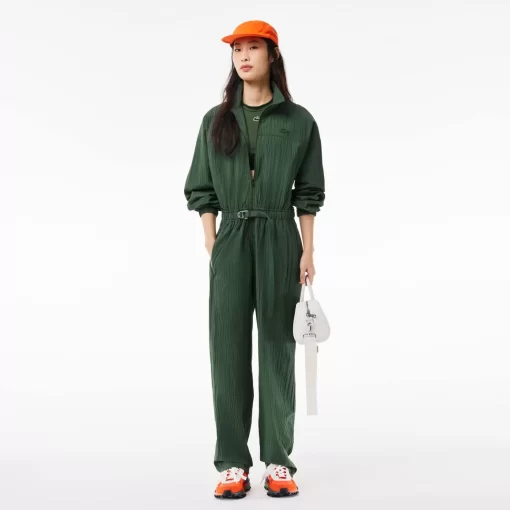 Lacoste Dresses & Skirts-Textured, Belted Zip Neck Jumpsuit