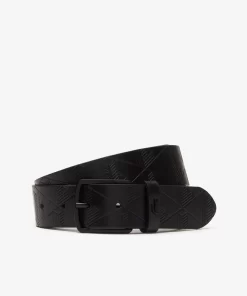 Lacoste Belts-Textured Monogram Leather Belt